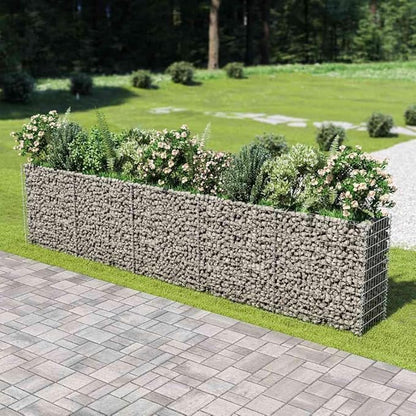 141459 - vidaXL Shtrat i ngritur për kopsht (gabion), çelik i galvanizuar, 450×50×100 cm