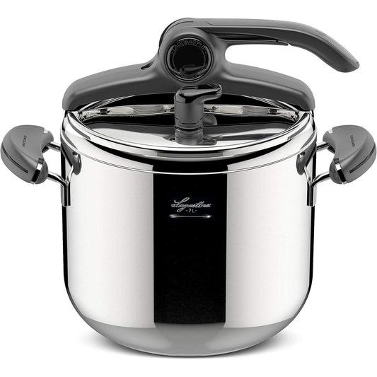 204100 - LAGOSTINA Mia Tenxhere me Presion 7L, Ø 22cm, Prej Çeliku Inox 18/10, Me Induksion dhe Gaz, Kapak Hapës i Lehtë, Bazë me Tre Shtresa, Mund të Lajet në Lavastovilje