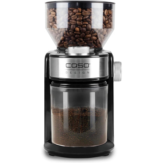 146452 - CASO - Mulli Elektrik Kafeje Barista Crema, me Tepe të Sheshta, 150W, Kapacitet 190g (1-12 Gota), Enë Grumbullimi e Lëvizshme deri në 140g, 48 Nivele Bluarje, Material Çelik Inox