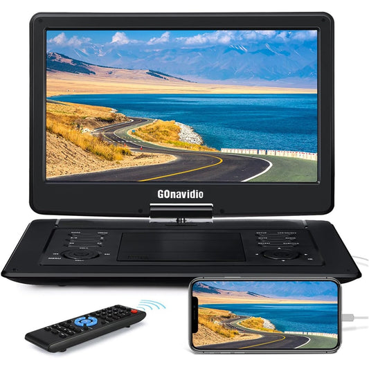 267653 - GONAVIDIO DVD player portativ me ekran 40.6 cm (18 inç), bateri të integruar 5H, rezolucion 1600 x 900, mbështet HDMI, USB/TF