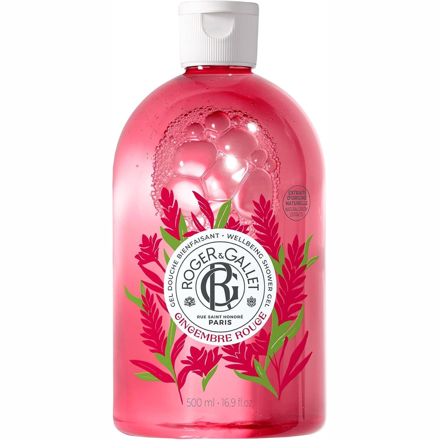 275549 - ROGER&GALLET Xhel Dushi Qetësues me Xhenxhefil të Kuq 500ml, Ekstrakt Natyral Xhenxhefili dhe Aloe Vera