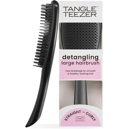 290217 - TANGLE TEEZER Furçë flokësh Large Ultimate Detangler, për flokë të lagur dhe të thatë, për flokë të trashë, kaçurrelë dhe të gjatë, qimet me dy nivele, ngjyrë e zezë