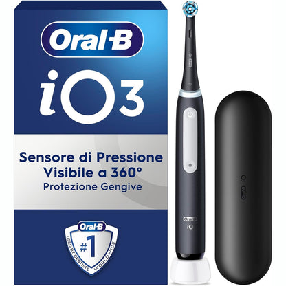 274914 - ORAL-B Furçë dhëmbësh elektrike iO 3 me 1 kokë furçe zëvendësuese, e zezë - 3 mënyra larjeje, sensor presioni, bateri e rikarikueshme