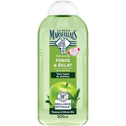 307037 - LE PETIT MARSEILLAIS | Shampo Organike me Mollë dhe Ullinj, 300 ml, pa silikon, 98% origjinë natyrale