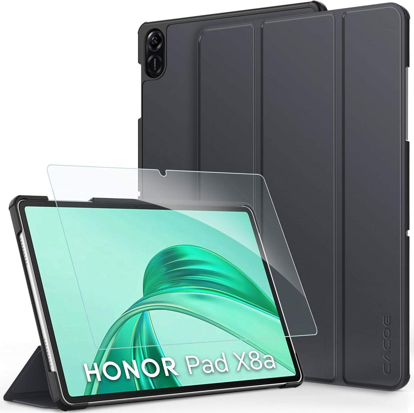 190085 - CACOE Mbrojtëse për Tablet Honor Pad X8a 11 inç 2024, Xham i Temperuar, Me Funksion Mbështetës, e Zezë