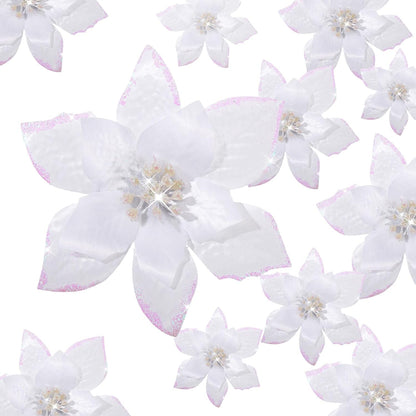187771 - LULE YJESH 36 Copë për Krishtlindje, lule Poinsettia Artificiale me Shkëlqim dhe Kapëse, Madhësi 4, 6, 9 Inç, Zbukurime për Vitin e Ri dhe Dasmë, Ngjyra Blu Marine