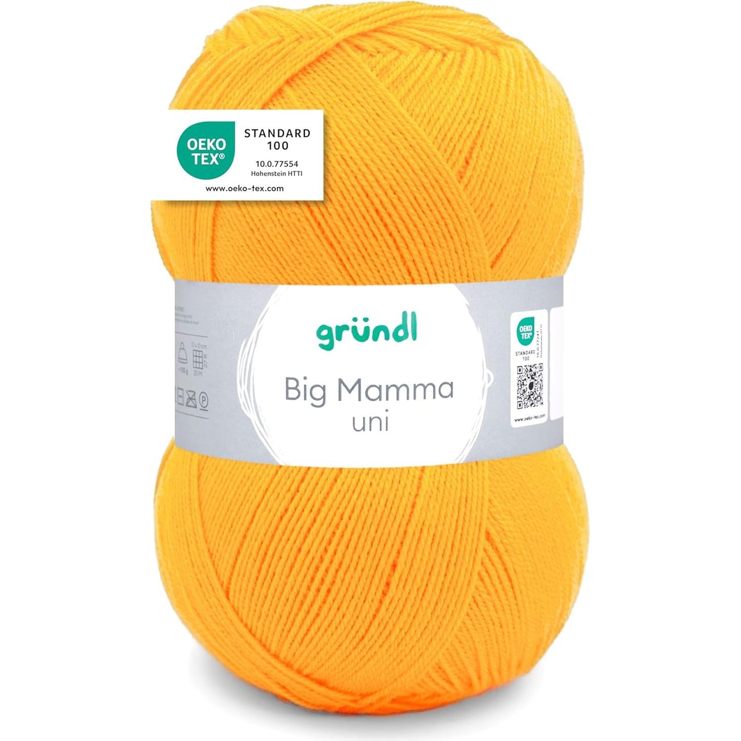 253554 - GRÜNDL Big Mamma uni lesh - Fill thurjeje XXL - 100% poliakrilik - 1 top 400 g / 1040 m - Madhësia e gjilpërës 3.5-4.5 mm - e verdhë kerri