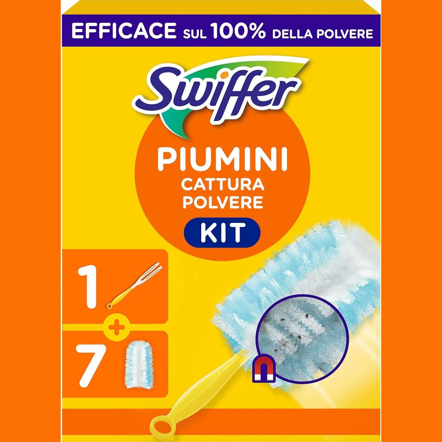 318953 - SWIFFER Set fillestar për pastrues pluhuri (1 dorezë + 7 lecka mbushëse), kap dhe bllokon 3 herë më shumë pluhur dhe qime