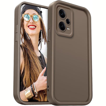 296377 - DESSEN Mbrojtëse për Xiaomi Redmi Note 12 Pro 5G, Mbrojtëse silikoni kundër goditjeve, ngjyrë kafe
