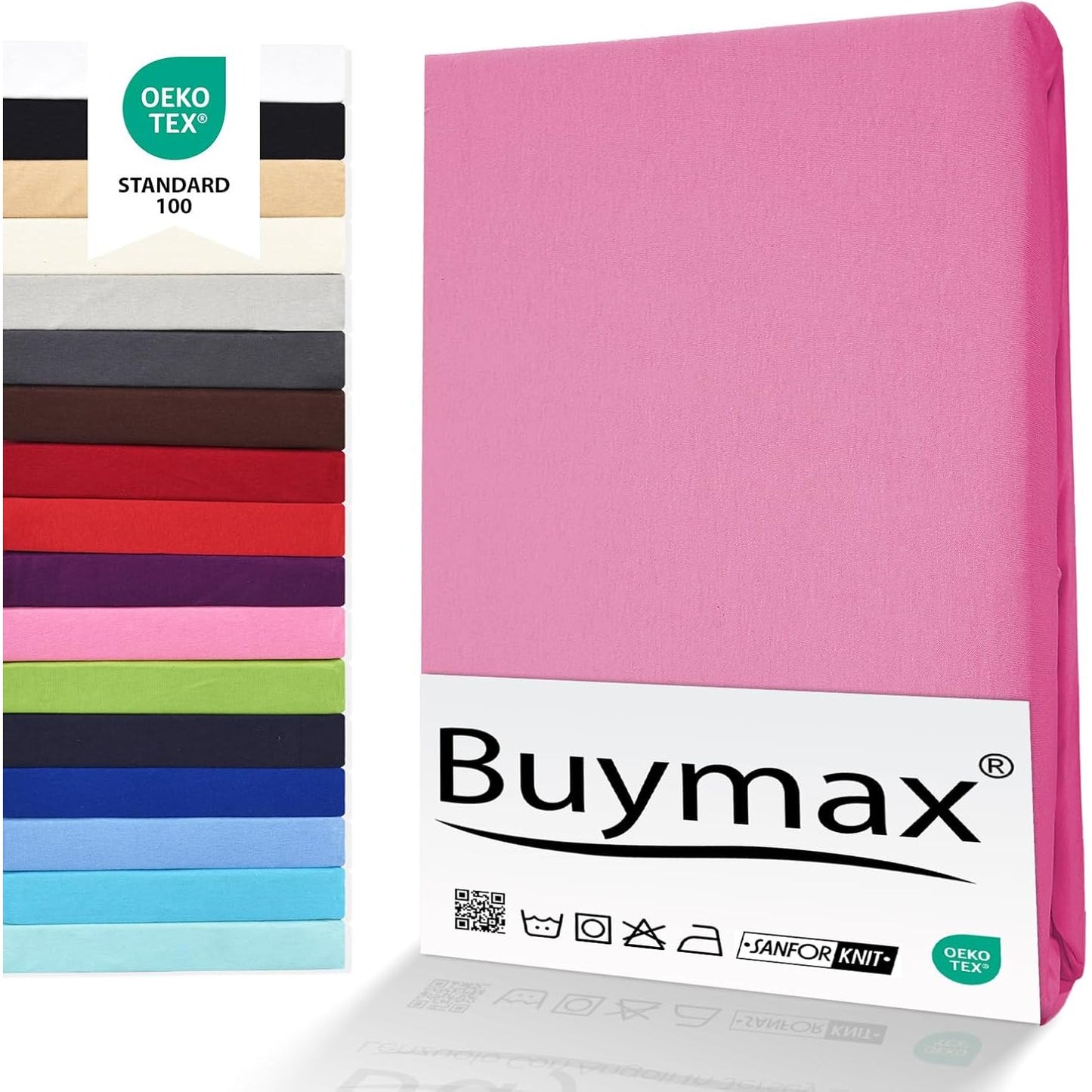 185239 - BUYMAX® Çarçaf me Mbushje 100x200cm, Pako Dysheku, Materiali 100% Pambuk, Xhersi, Lartësia e Dyshekut deri në 25 cm, Ngjyrë Rozë Antike