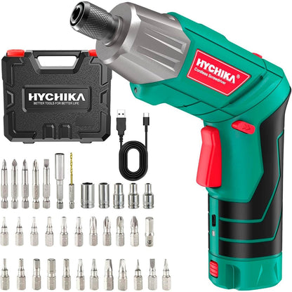 313859 - HYCHIKA Kaçavidë pa tel 6Nm, 2.0Ah 3.6V me 35 aksesorë, dritë LED, kabllo USB dhe kuti ruajtjeje