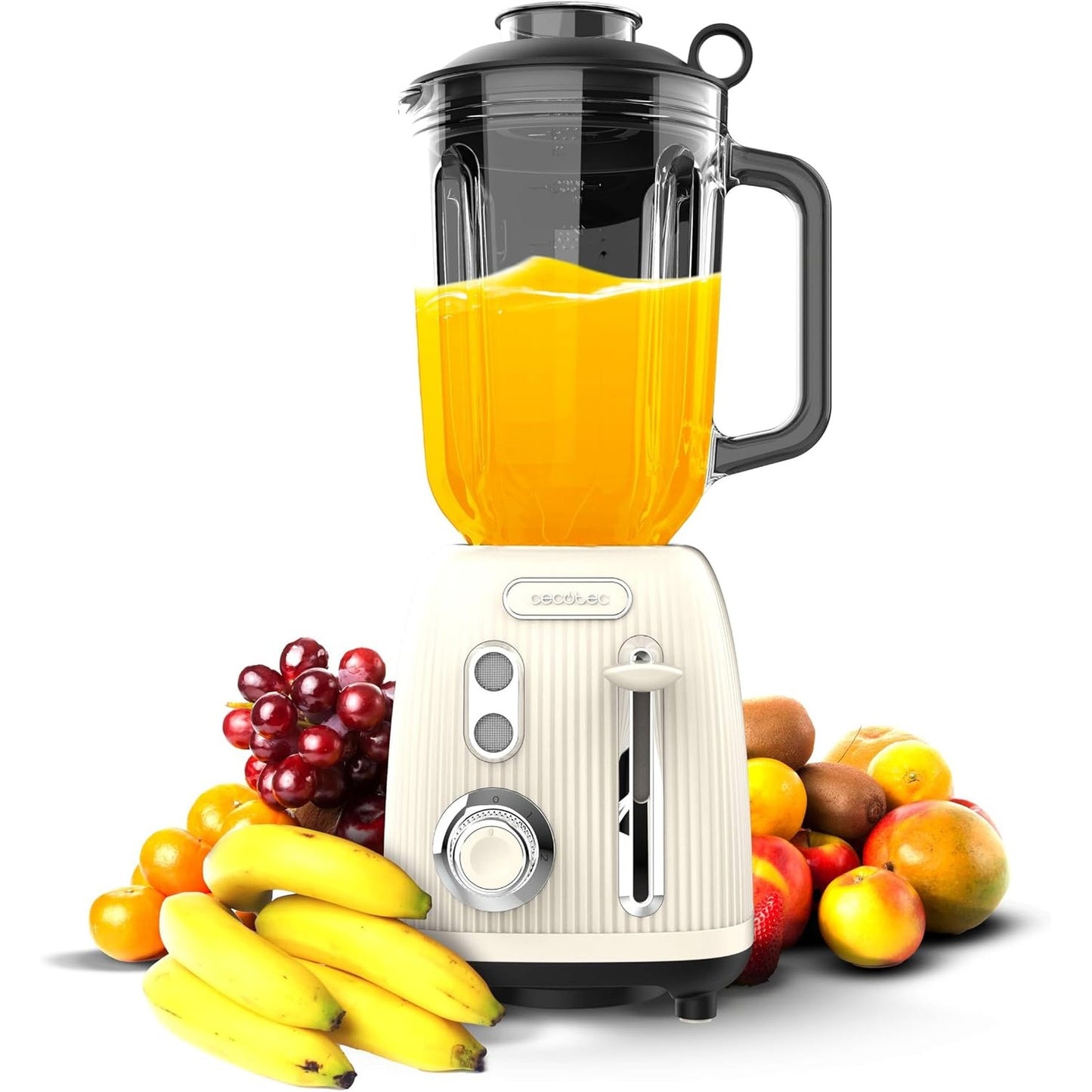 277439 - CECOTEC Mikser me bazë Retro Power Titanium, 1200W, enë qelqi 1.5L, shpejtësi e rregullueshme, motor 100% bakër