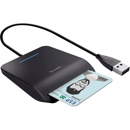 266982 - TRUST Lexues Kartash Primo DNI për Kartat e Identitetit, Lexues Kartash Smart, FIPS 201, FIPS TAA, ISO 7816 Klasa A, B, C, Kabllo USB 100 cm, E Zezë