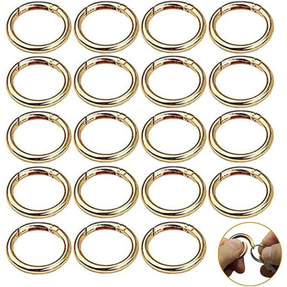 310478 - 20 copë karabinierë të rrumbullakët 33 mm prej ari - lidhje zinku me grep lidhës, unaza kërcimi me grep për punime artizanale dhe aksesorë çantash, tokëz çelësash
