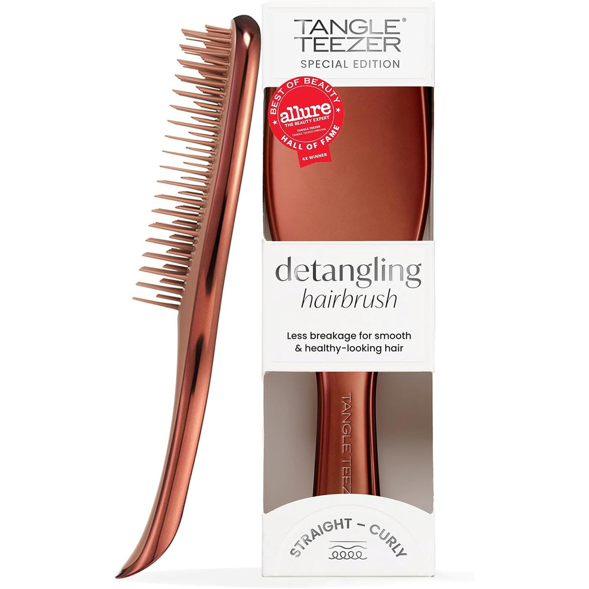 317537 - TANGLE TEEZER Furçë flokësh Ultimate Detangler, për flokë të lagur dhe të thatë, qime me dy nivele, ngjyrë bronzi çokollate me përfundim kromi