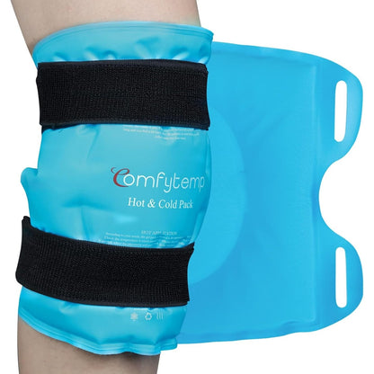 303709 - MËNGË FTOHËSE për gju Comfytemp me ngjitës Velcro, Fashë ftohëse xheli e madhe 27x35cm për dhimbje gjuri, kompresë akulli me kompresë të nxehtë/të ftohtë për kirurgji zëvendësuese të gjurit/artrit/mavijosje/ënjtje