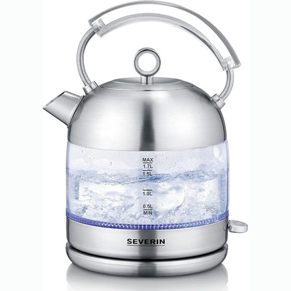 162391 - SEVERIN - Çajnik Retro prej Qelqi dhe Çeliku Inox, Fuqia 2400 W, Kapaciteti 1.7 l, Modeli WK 3459