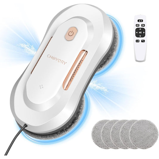 187074 - CHOVERY Robot Elektrik për Pastrimin e Xhamave, Funksion Spërkatjeje, Pastrues Automatik, Dyfishtë Spërkatje Uji, Fuqi Thithje 3800PA, Përfshin Telekomandë