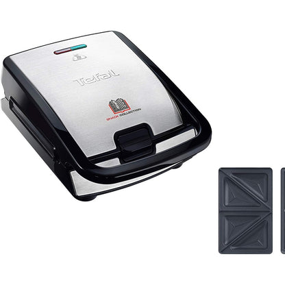 277365 - TEFAL Makinë për sanduiçë me vafla dhe të thekur, 2 sete pjatash të përfshira, Ruajtje e lehtë, Pastrim i lehtë, Tregues nxehtësie, Veshje jo-ngjitëse, Snack Collection SW852D12