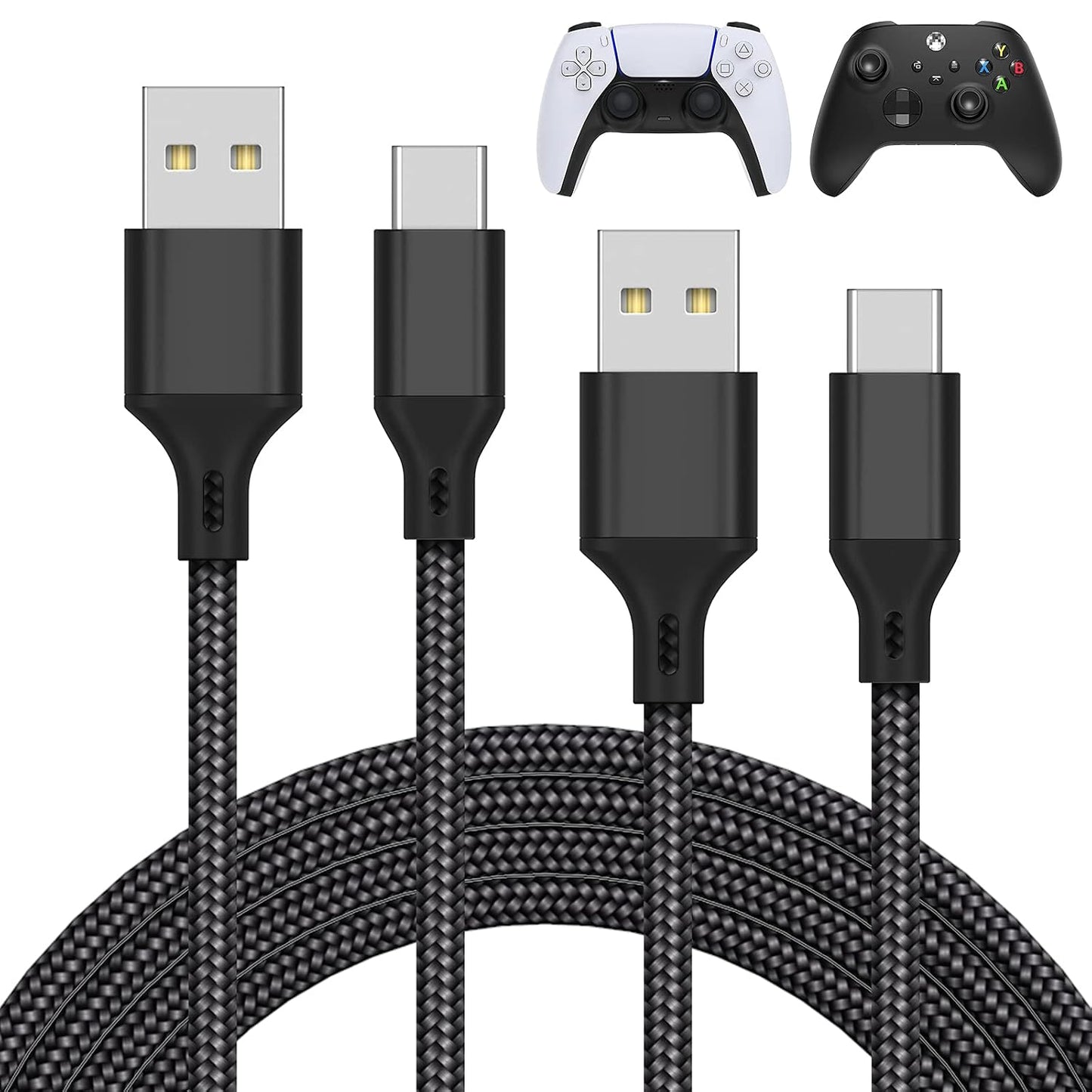 277014 - MENEEA Kabllo karikimi me 2 copë 3M për PS5/PS5 Pro/Xbox Series X/Xbox Series S/Nintendo Switch, kabllo USB Type-C prej najloni të endur, e kuqe