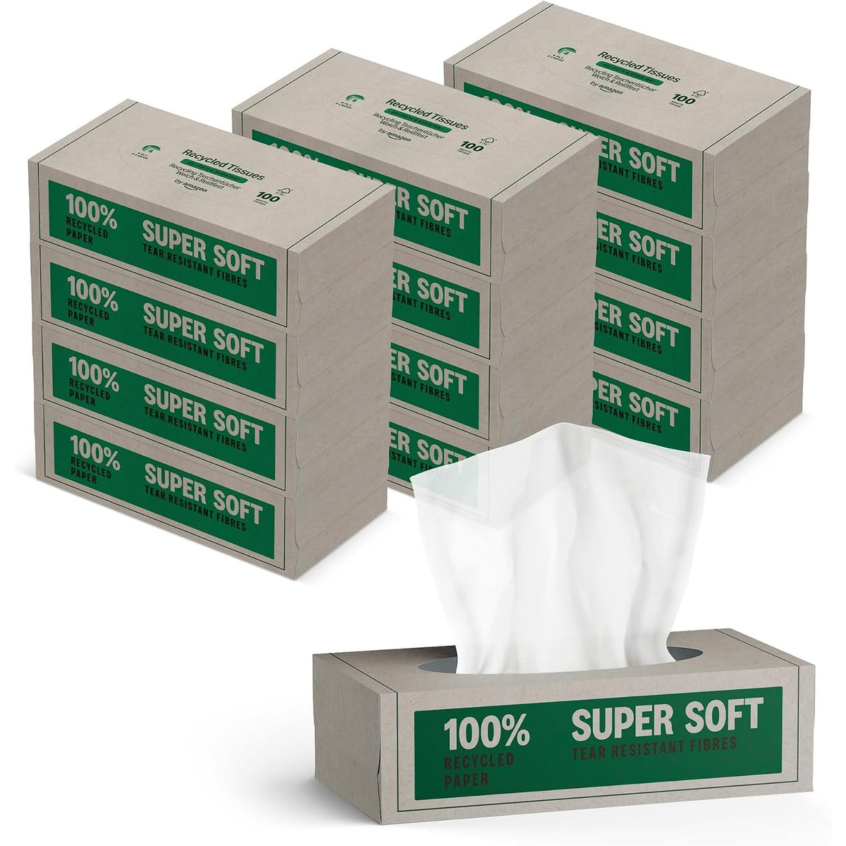 336831 - AMAZON Peceta letre 100% të ricikluara me 4 shtresa, 1200 copë (12 pako me nga 100 copë secila)