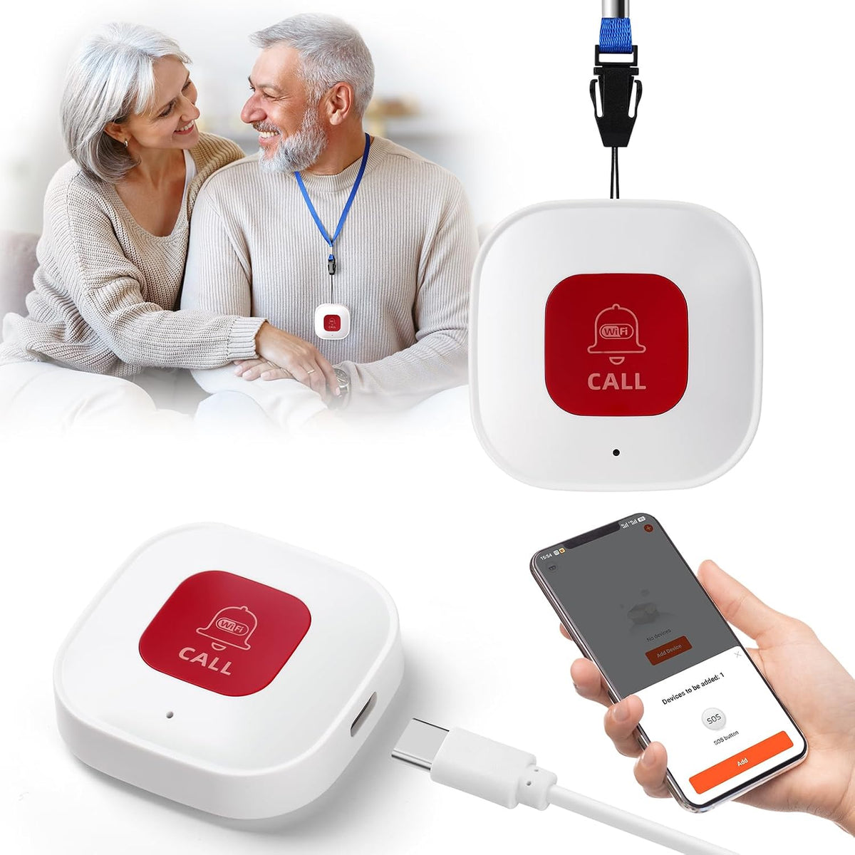 314507 - AINIV Butoni i alarmit të emergjencës Tuya WiFi Smart SOS për të moshuarit 1 cope