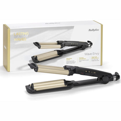 271203 - BaByliss Triferro Easy Waves, Valë Plazhi, Titan Qeramik, 3 Temperatura, Rezistente ndaj Termo-rezistente, Ngjyrë e Artë dhe e Zezë, C260E