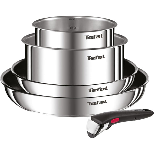 260129 - TEFAL Set tenxheresh dhe tiganësh Ingenio Emotion; 5 pjesë; dorezë të lëvizshme; i grumbullueshëm; induksion; jo-ngjitëse Titanium 2X; L897S5