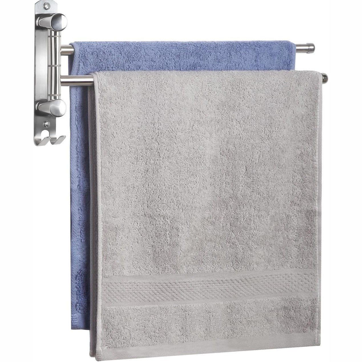 264206 - JSVER Mbajtëse peshqirësh për banjo, çelik inox, rrotullohet 180°, 4 shufra, argjend (40CM)