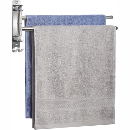 264206 - JSVER Mbajtëse peshqirësh për banjo, çelik inox, rrotullohet 180°, 4 shufra, argjend (40CM)