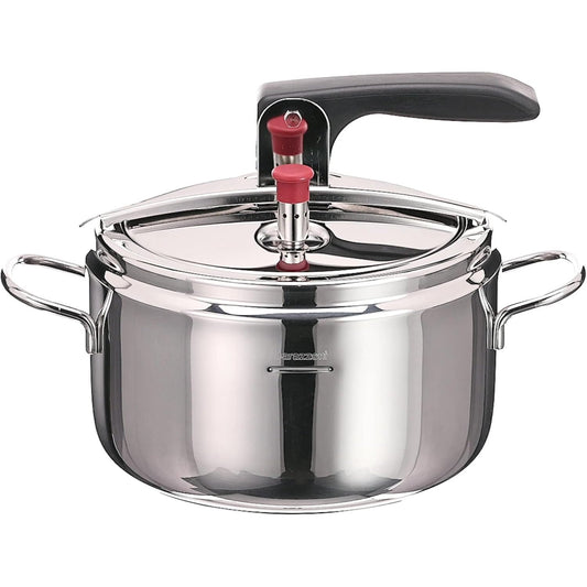 153252 - TENXHERE ME PRESION, PËRDORIMI I ÇELIKUT INOX 18/10, 22cm - 5L, Me Kyç Leve, E Përshtatshme për Të Gjitha Sobat, Përfshirë Ato me Induksion, Prodhuar në Itali