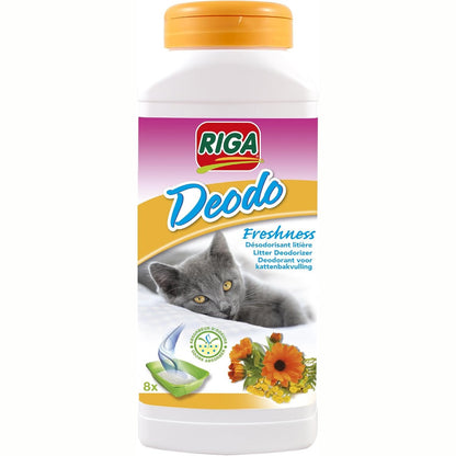198885 - RIGA - Deodorizuesi Rigalit Deodo për Mbeturinat e Maceve, Neutralizues i Erërave dhe Baktereve, Aromë Lulesh, 750g