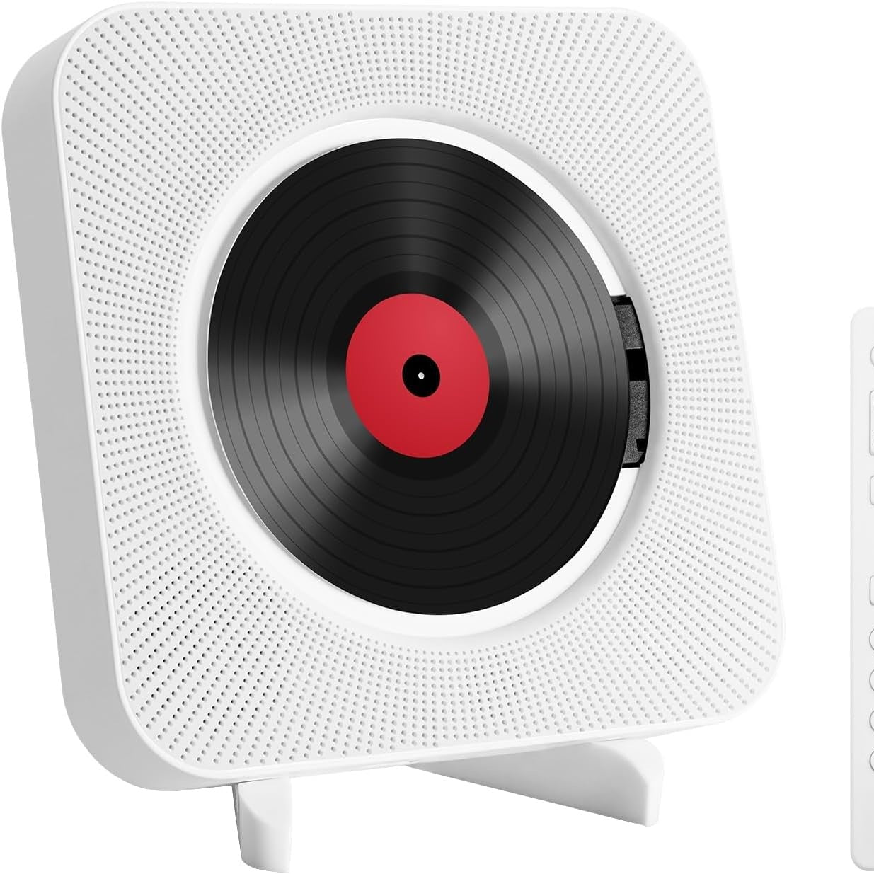 273186 - Adirigo CD player portativ për tavolinë me Bluetooth - CD player muzikor shumëfunksional i montuar në mur me altoparlantë HiFi të integruar, mini boombox me CD audio me telekomandë (i bardhë)