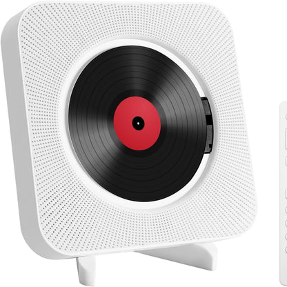 273186 - Adirigo CD player portativ për tavolinë me Bluetooth - CD player muzikor shumëfunksional i montuar në mur me altoparlantë HiFi të integruar, mini boombox me CD audio me telekomandë (i bardhë)