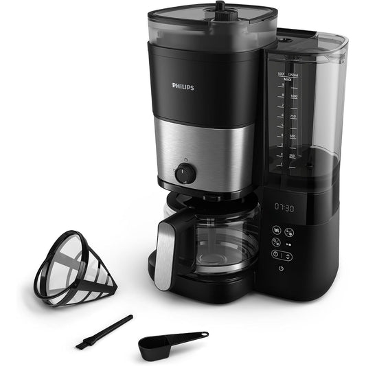 288131 - PHILIPS Makinë kafeje me filtccr, mulli konik i integruar, karafe qelqi 1.25 L, cilësim individual i intensitetit (HD7900/50)