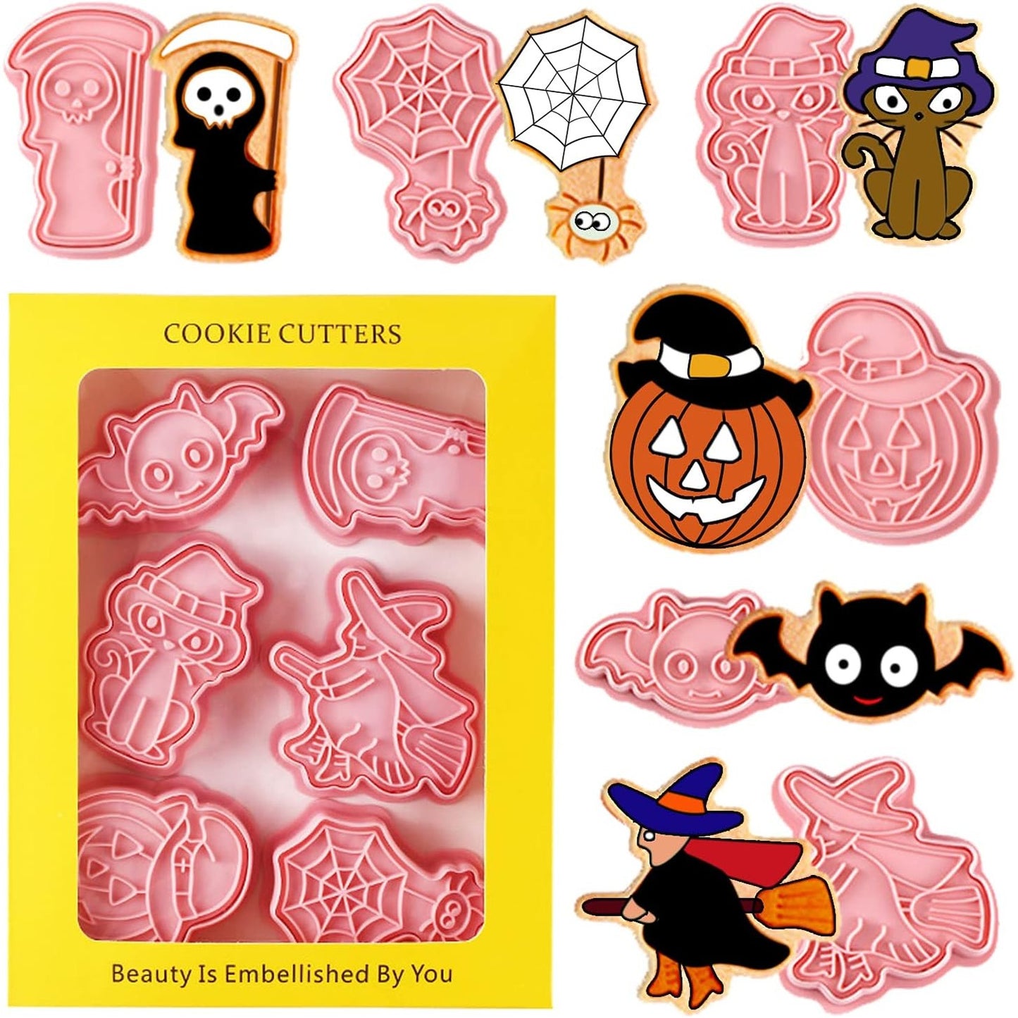 254352 - Leesgel Vula Biskotash 3D të Shtypshme, Prerës Biskotash për Halloween, 6 copë për ëmbëlsira dhe pjekje "Bëje Vetë"