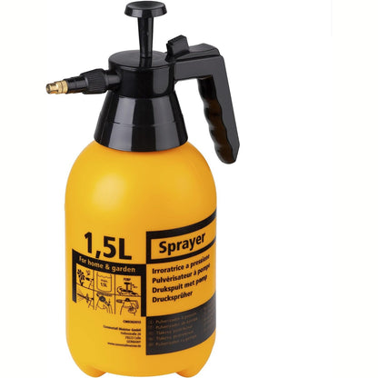 294528 - CONNEX - Spërkatës me Presion - Kapacitet 1.5 L - Grykë prej bronzi e rregullueshme - Me çelës bllokimi dhe spërkatjeje të vazhdueshme - E verdhë dhe e zezë