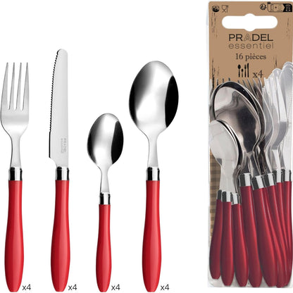 262543 - AMEFA - Set takëmesh REGLISSE - Takëm tavoline për 4 persona - Doreza plastike të rrumbullakëta - Çelik inox - 16 copë