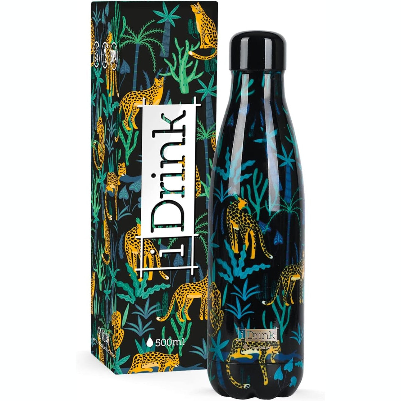 293784 - I-DRINK Shishe Termike çeliku me Dy Mure 500ml, e Dekoruar, Jaguar