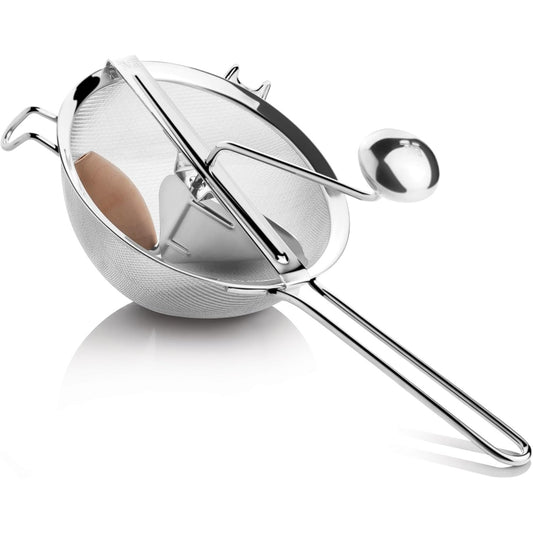 11267 - PATISSE 10561, Mulli Coulis Manual për Lëngje, Sitë Çeliku Inox Ultra e Imët, Shtypëse Druri Ahu, Madhësia Ø 20cm, Ngjyra Argjend