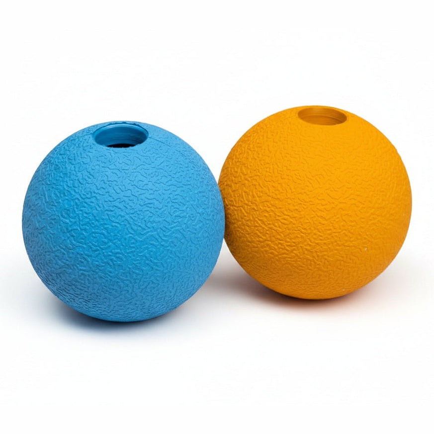 220085 - AMAZON BASICS Pako me topa lodrash për qen, 6.35 cm (Pako me 2), Blu dhe Portokall