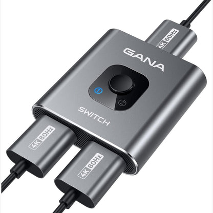 269305 - Ndarës HDMI GANA, Ndërrues HDMI 4K 2 në 1 Dalje, Ndërrues alumini
