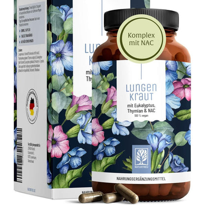 300784 - NATURTREU Kapsula Mushkërish 3000 mg - Dozë ditore me trumzë, eukalipt, NAC, vitaminë B2, vegane, e testuar në laborator
