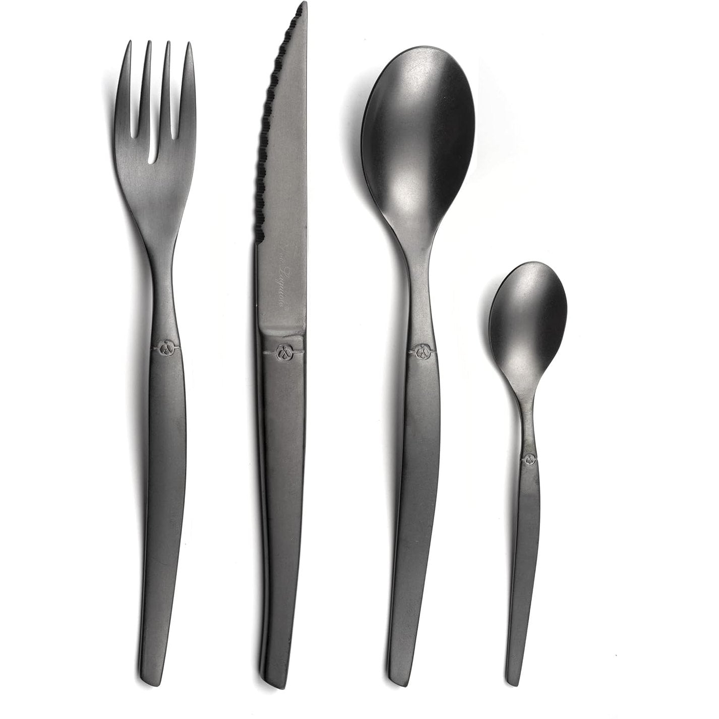204731 - LOU LAGUIOLE - Set Takëmesh 16-Pjesësh për 4 Persona - Jet - Çelik Inox 18/0, Përfundim Mat PVD - i Zi