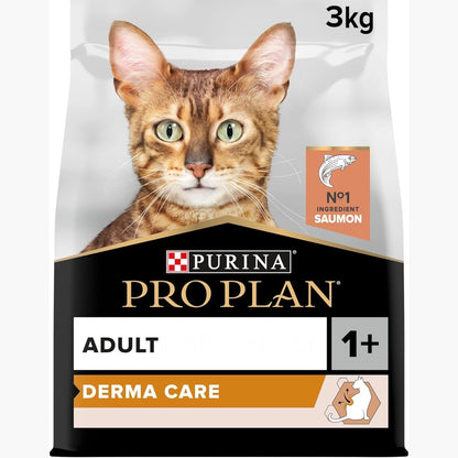 208804 - PURINA PRO PLAN Derma Care | Mace e Rritur me Qime të Gjata | Ushqim per Lëkurën e Shëndetshme dhe Qime të Shndritshme | Me Salmon | 4 x 3 kg