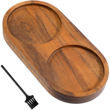 216702 - GUDULING Tabaka për mulli kripe dhe piperi, Tabaka ovale prej druri akacie, Diametri i brendshëm 6.3cm, Tabaka për servirje ovale 15x7.5cm
