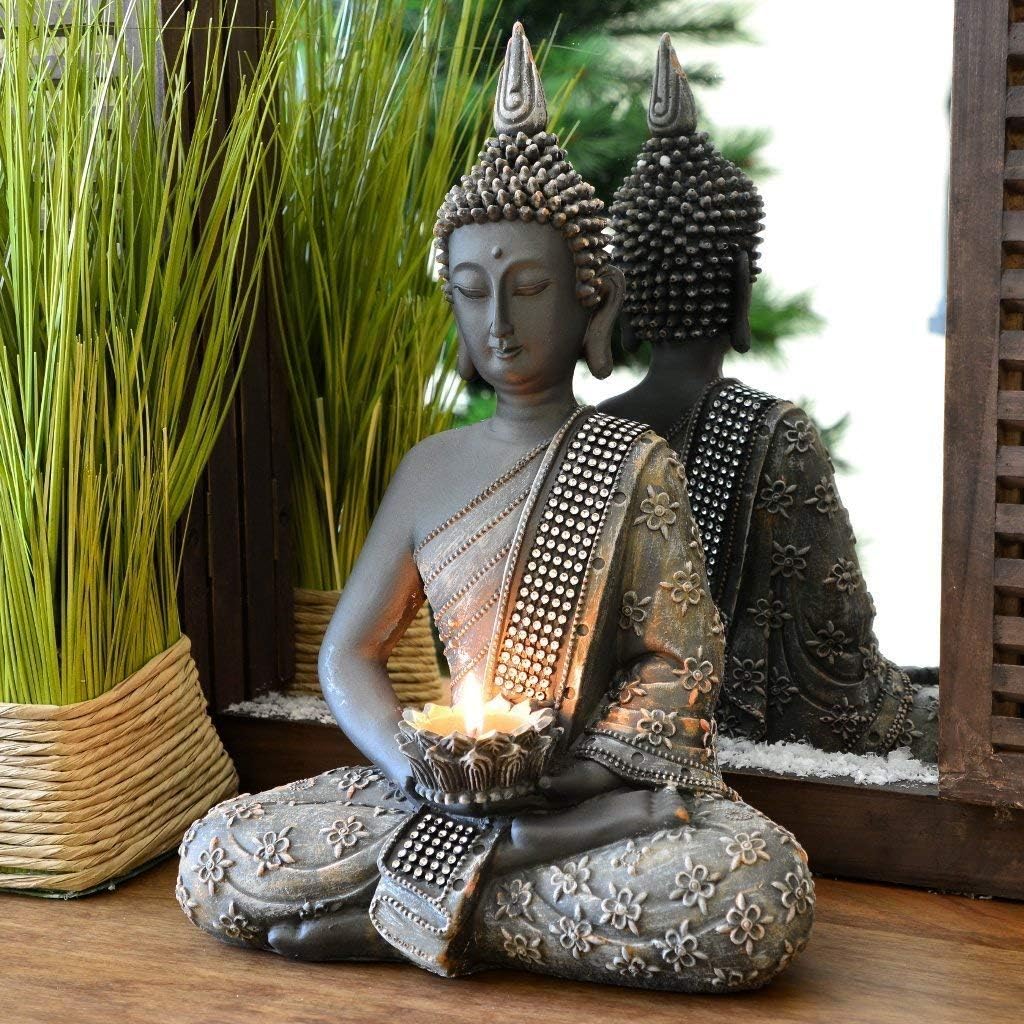 240299 - INtrenDU Figurë dekorative Budës Kineze, 31 cm, me shandan, dekorim Zen, Feng Shui