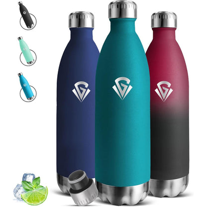 195780 - SHISHE UJI e IZOLUAR, Shishe Çeliku Inox 1L, Izolim i dyfishtë, Mban Pijet e Ftohta për 24 Orë dhe Të Ngrohta për 12 Orë, Përshtatshme për Zyrë, Kamping, Yoga