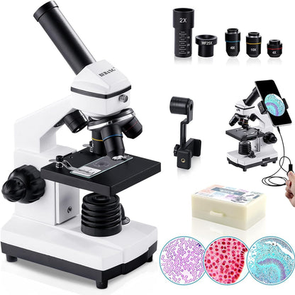 299041 - BEBANG Mikroskop 100X-2000X për fëmijë dhe të rritur, Biologjikë Profesionalë, për Studentë, Laboratorë Shkollorë, Përdorim në Shtëpi