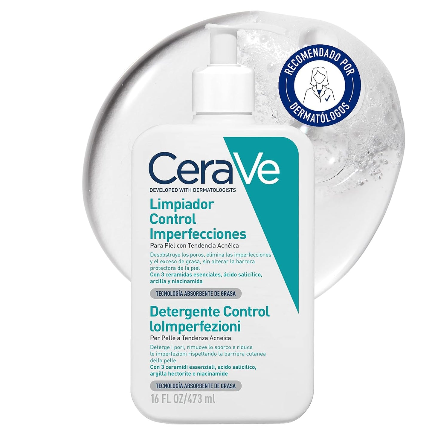 271835 - CERAVE Pastrues për Kontrollin e Njollave, 473 ml, me Acid Salicilik dhe Argjilë Pastruese